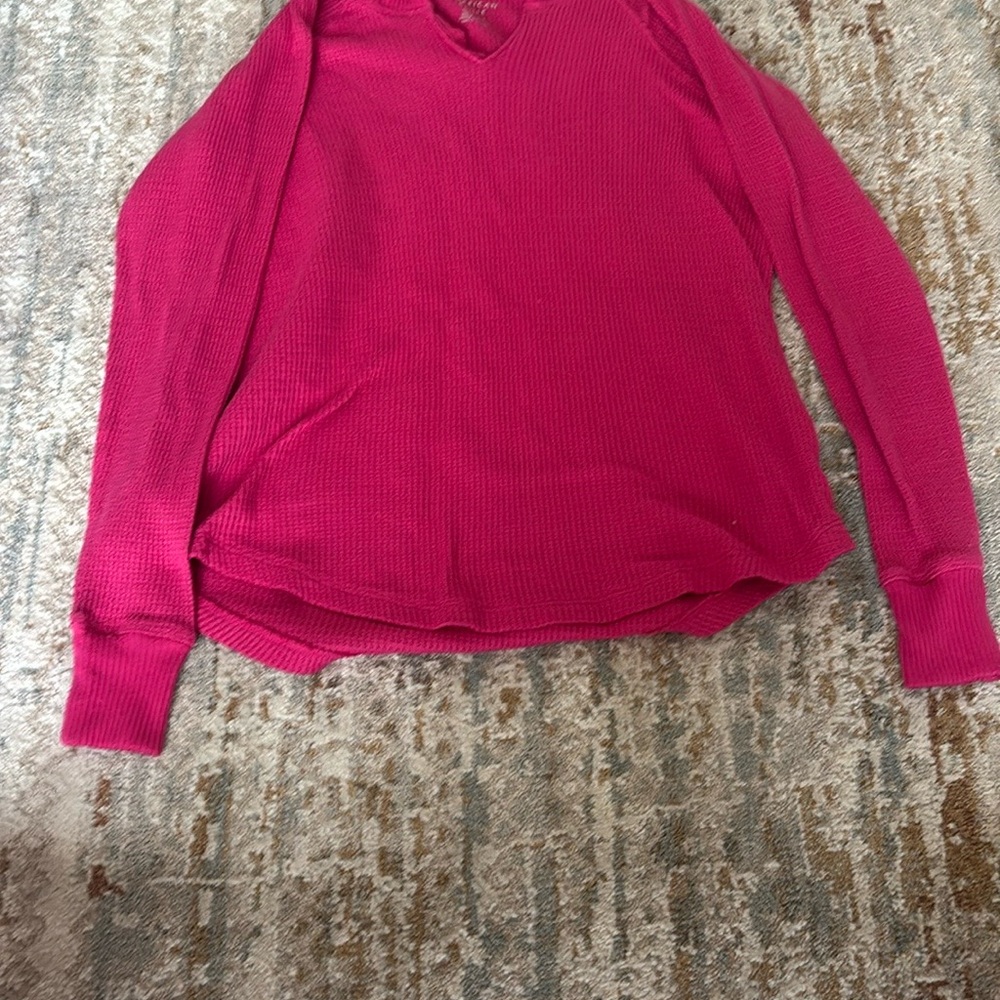 American Eagle Outfitters Hot Pink Waffle Knit Top